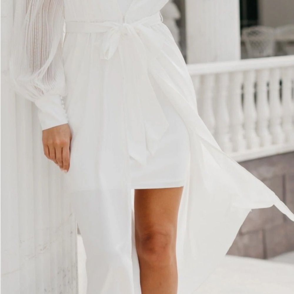 Pleated Sleeve Satin Maxi Bridal Robe w/ dress